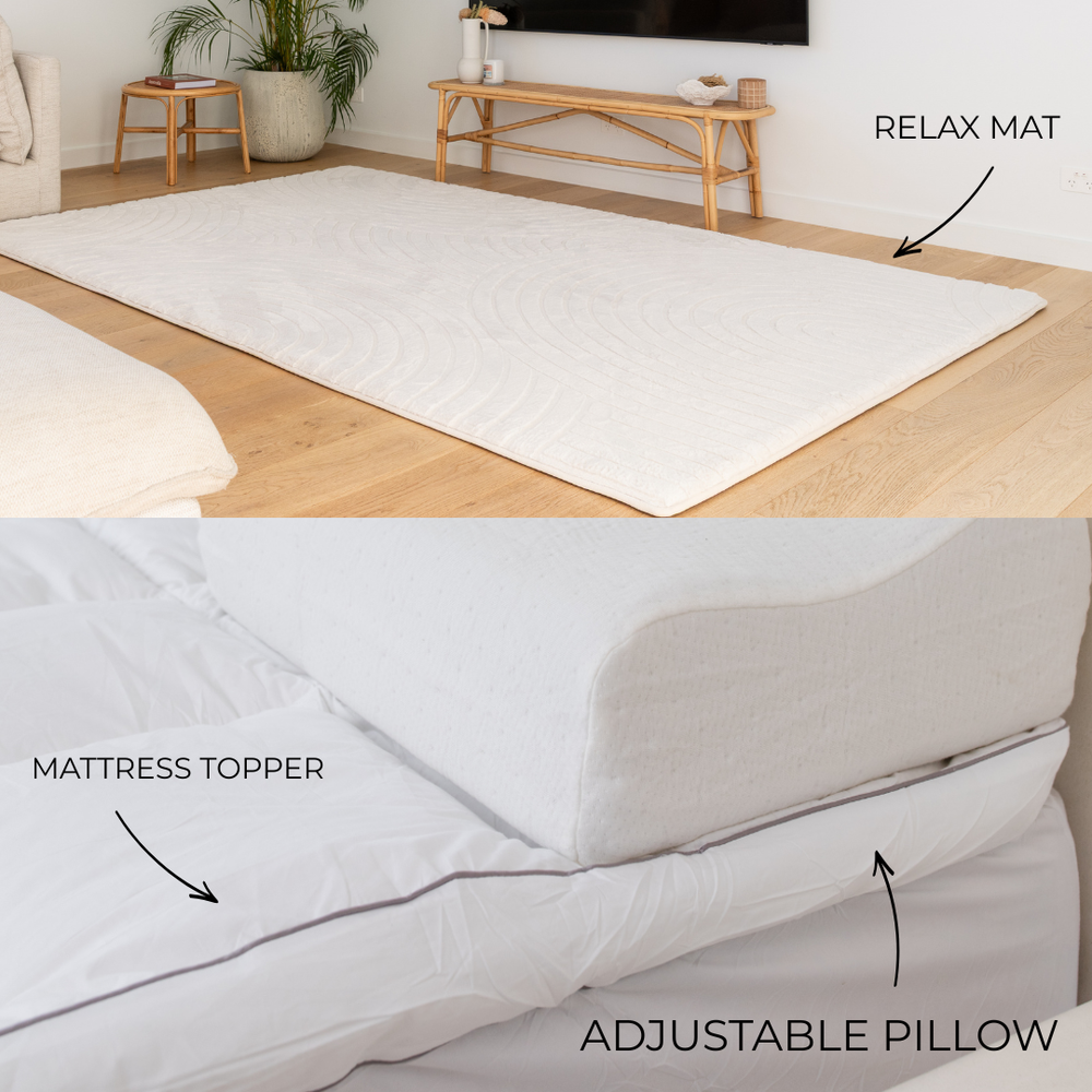 Relax Mat + Mattress Topper + Pillow